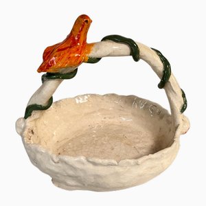 Ceramic Vide Poche with Handle with a Sculpted Bird, France, 1960s-UR-2035096