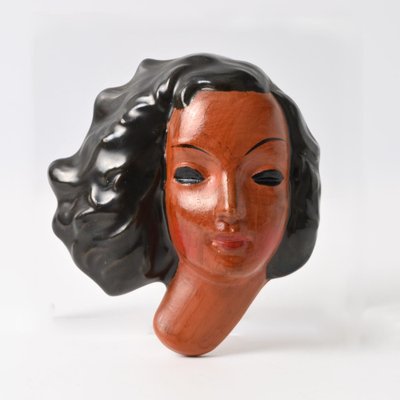 Ceramic Wall Mask by Adolf Prischl for Goldscheider, 1940s-IXK-1786491