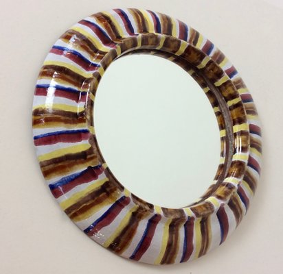 Ceramic Wall Mirror, France, 1960s-EW-1196016