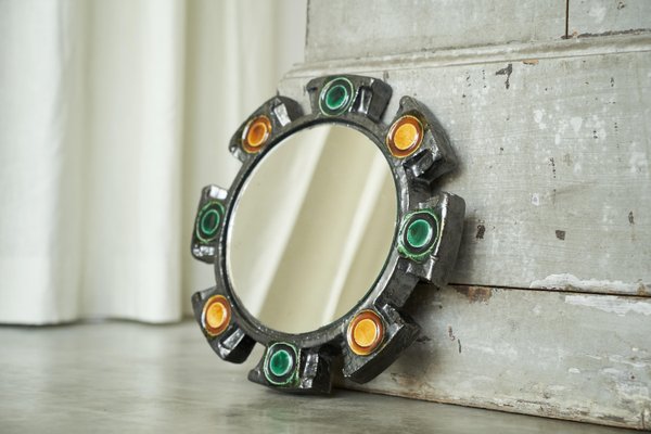 Ceramic Wall Mirror from Atelier Berlemont, Belgium, 1940s-FEW-2024185