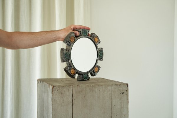 Ceramic Wall Mirror from Atelier Berlemont, Belgium, 1940s-FEW-2024185