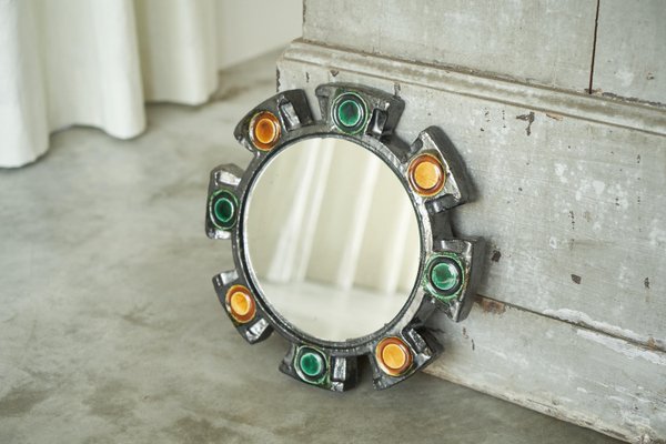 Ceramic Wall Mirror from Atelier Berlemont, Belgium, 1940s-FEW-2024185