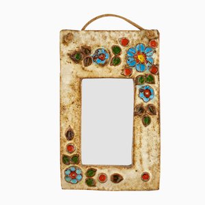 Ceramic Wall Mirror from La Roue, 1960s-SED-845100