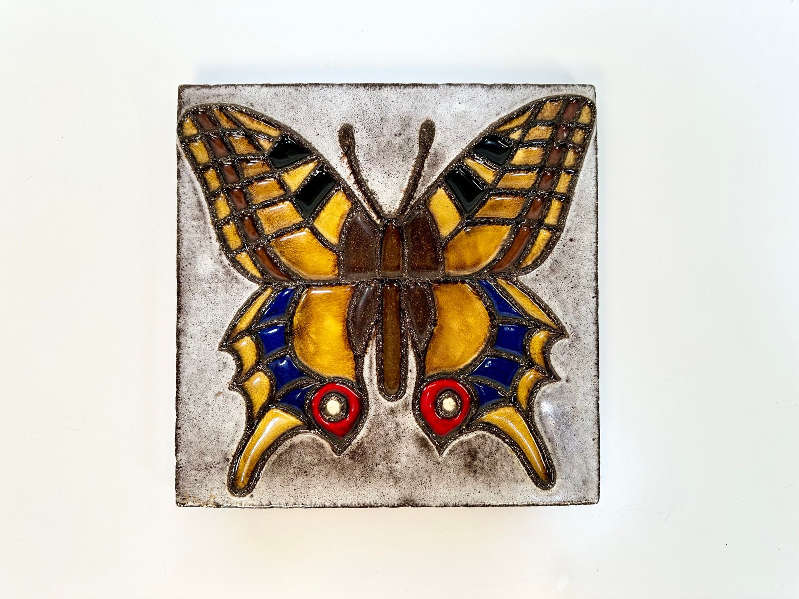 Ceramic Wall Panel with Butterfly Motif by Gerhard Schucht, Worpswede, Germany, 1960s