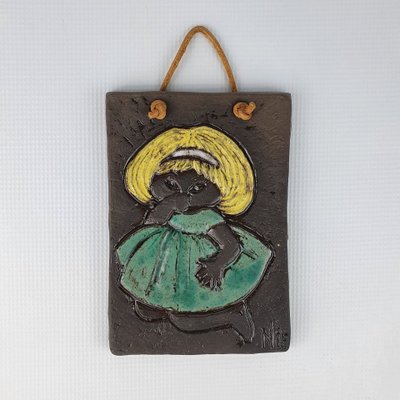 Ceramic Wall Plaque by Ninnie Charlott Forsgren for Bromma Keramik, 1960s-ZPB-1145299