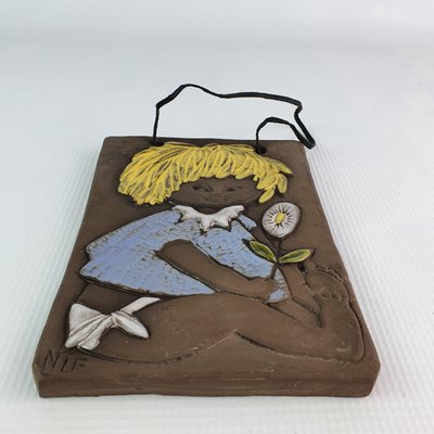 Ceramic Wall Plaque by Ninnie Charlott Forsgren for Bromma Keramik, 1960s-ZPB-1145298