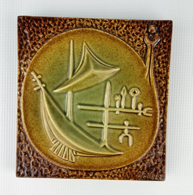 Ceramic Wall Plaque by Yngve Blixt for Seglats Sailing Lions Club, 1970s-ZPB-1145312