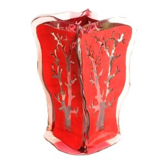 Cerrado Vase in Clear Pink and Red Leather by Fernando & Humberto Campana for Corsi Design Factory