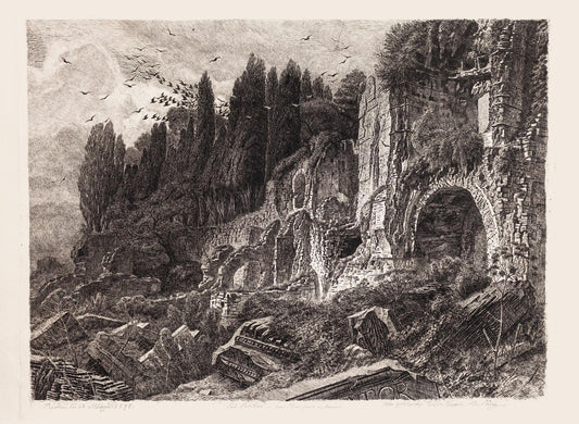 Cesare Biseo, Rome, Palatine Hill, Etching and Dry-Point, 1898