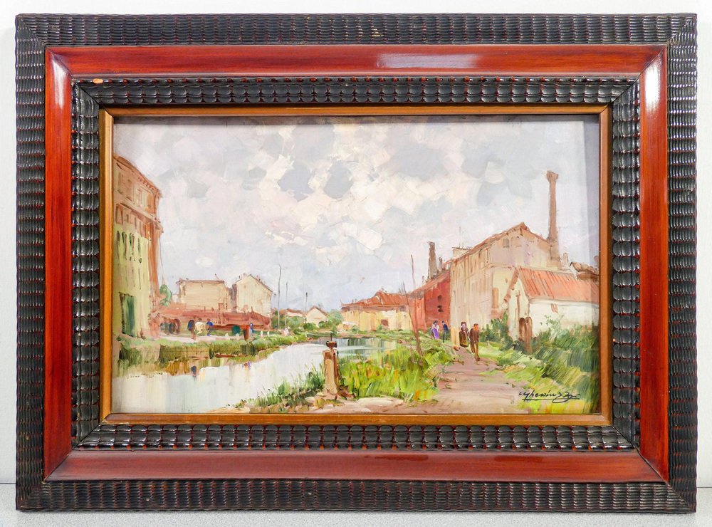 Cesare Gheduzzi, Landscape, Oil Painting, 1930s, Framed