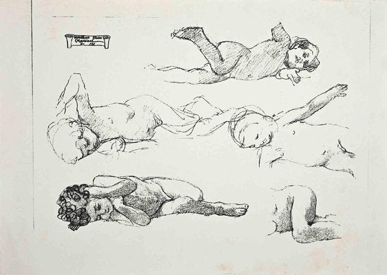 Cesare Maccari, Study for a Fresco, Lithograph, Early 20th Century-ZCI-1762041