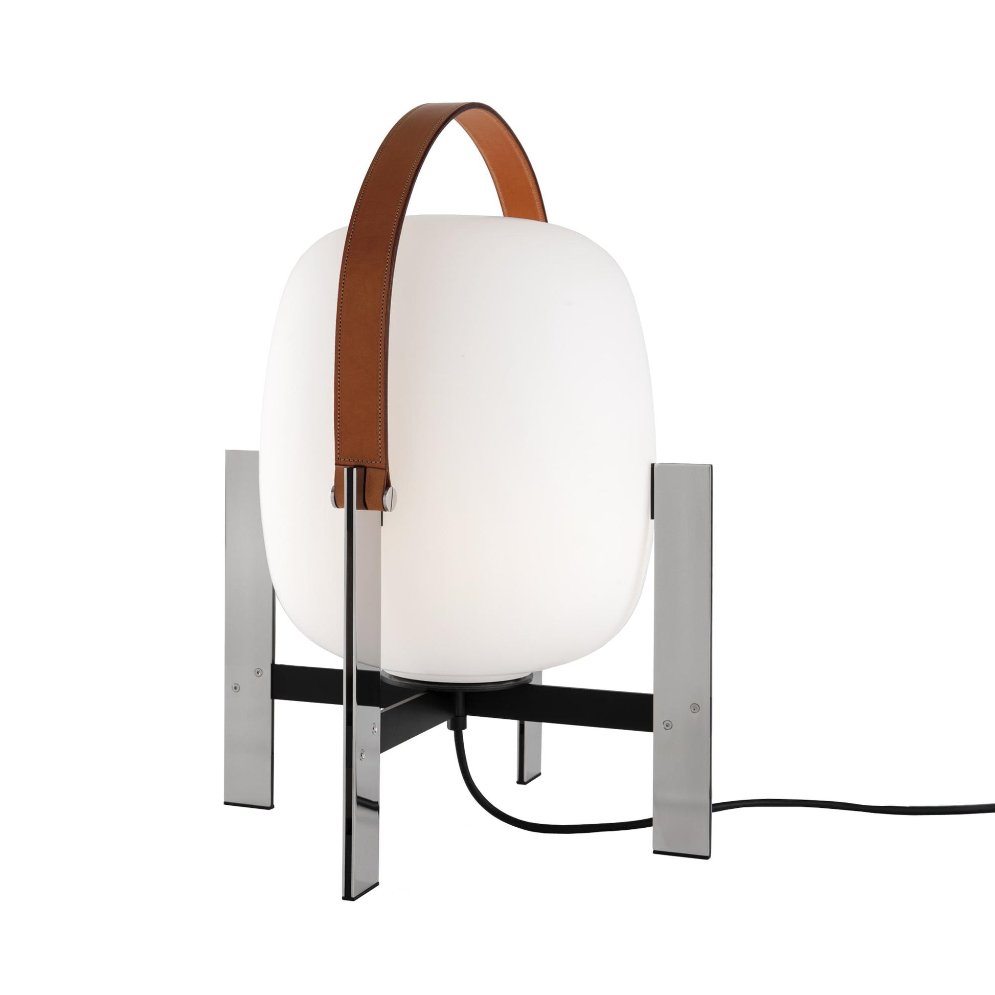 Cesta Metálica Table Lamp w. Leather Handle by Santa & Cole #