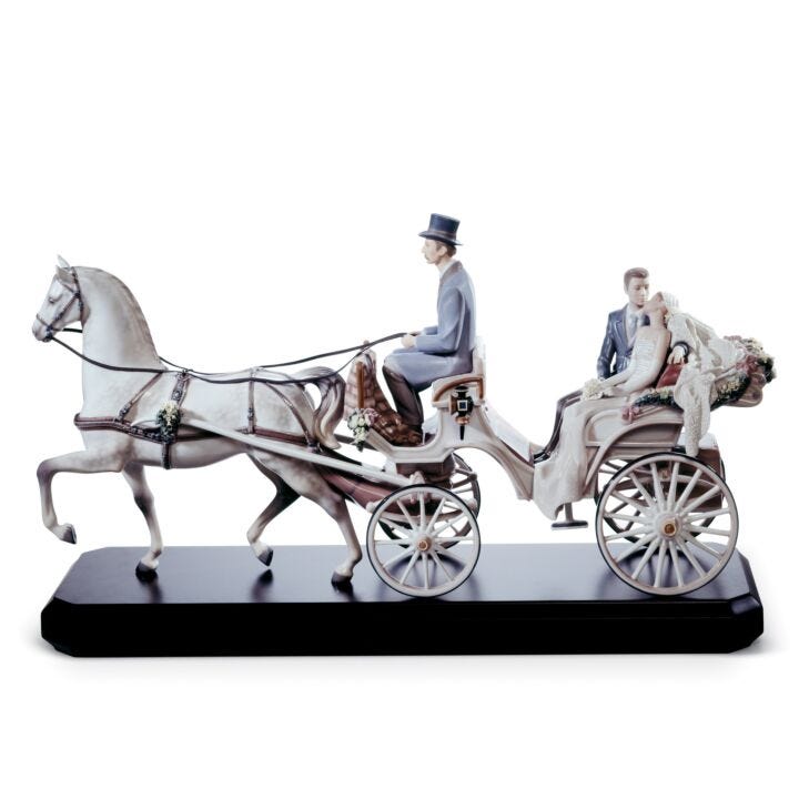 Bridal Carriage Couple Sculpture by Lladró