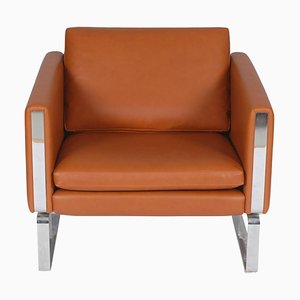 Ch-101 Armchair with Walnut Aniline Leather by Hans J. Wegner for Carl Hansen & Søn-MTD-1400443