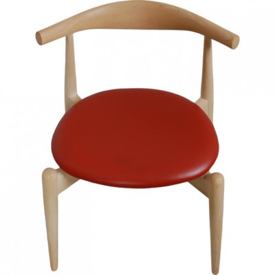 CH-20 Chairs in Beech and Red Leather by Hans Wegner, Set of 4-MTD-2028742