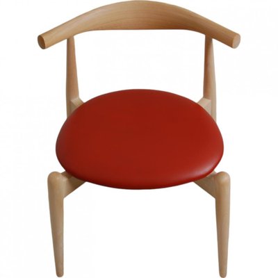 CH-20 Chairs in Beech and Red Leather by Hans Wegner, Set of 4-MTD-2028742