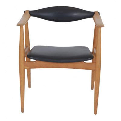 CH-34 Oak and Black Leather Chair by Hans J. Wegner for Carl Hansen & Søn-MTD-1400485