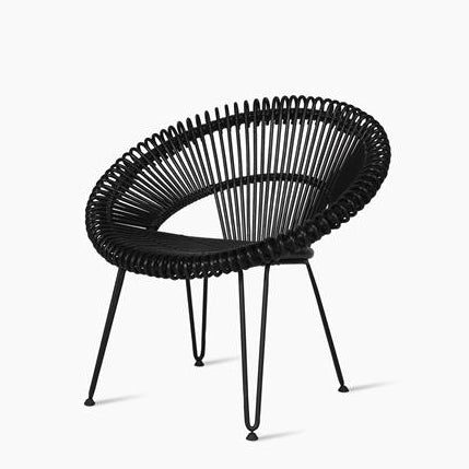 Rattan Easy Chair With Armrests Cruz by Vincent Sheppard #Black Rattan / Black Steel