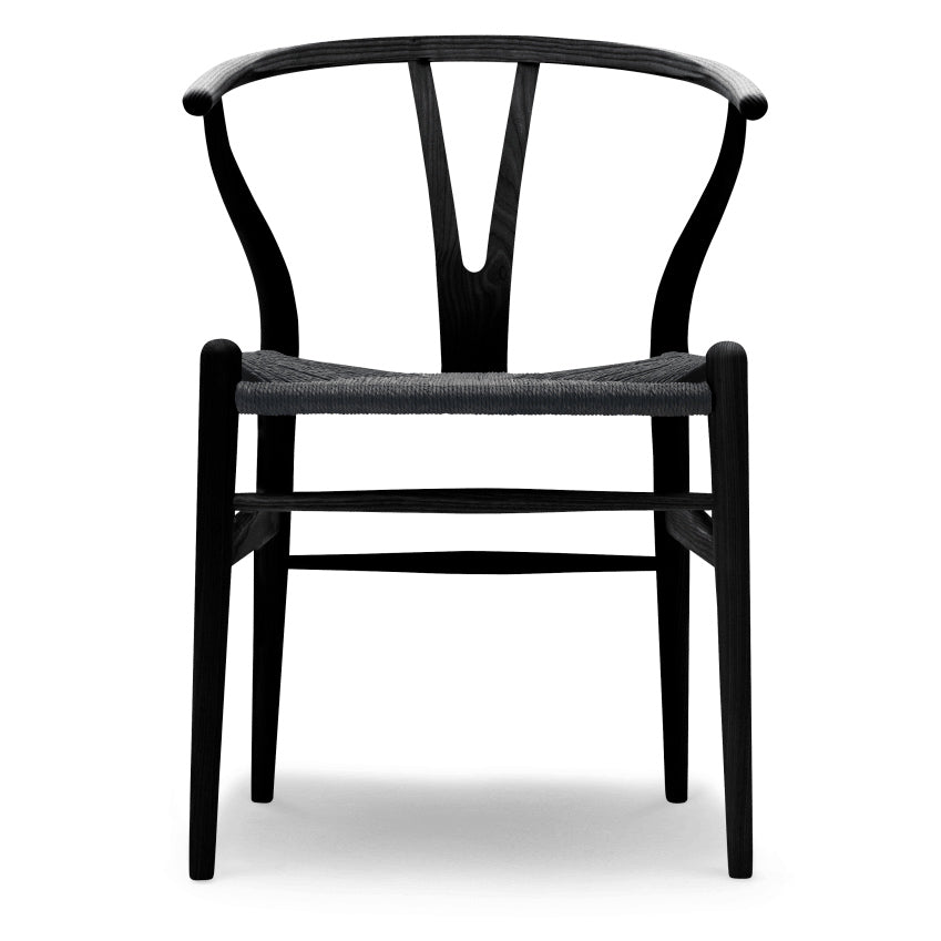 CH24 | WISHBONE CHAIR by Carl Hansen & Søn #ash/Painted Black (CHS)/Black Paper Cord