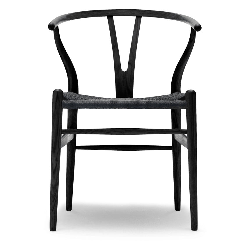 CH24 | WISHBONE CHAIR by Carl Hansen & Søn #oak/Painted Black (CHS)/Black Paper Cord