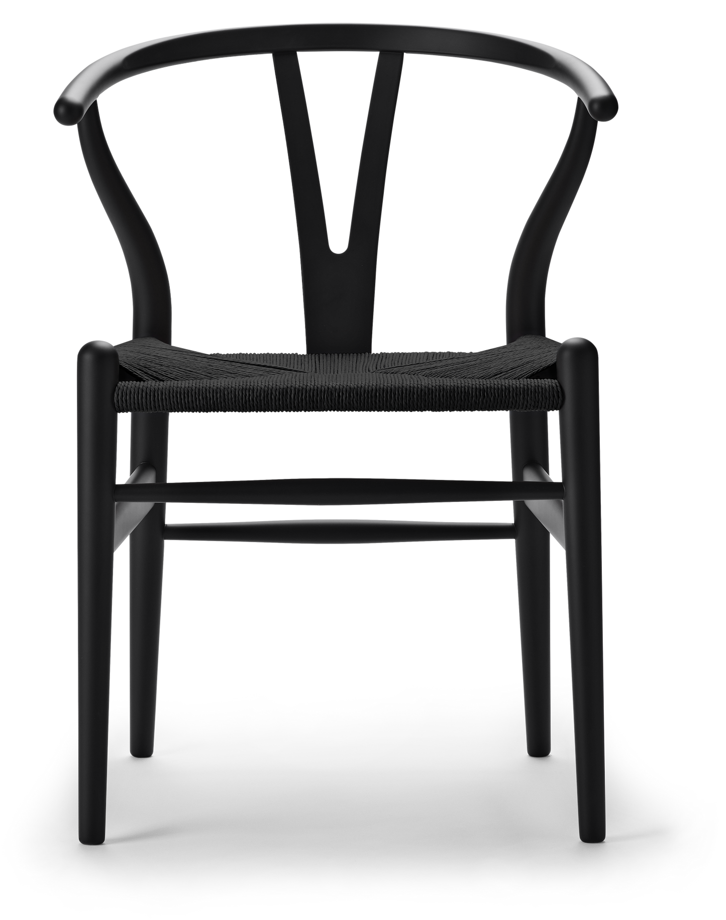 CH24 Wishbone Chair - Beech, Soft Black, Black Paper Cord