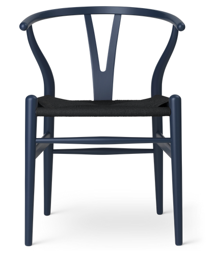 CH24 Wishbone Chair - Beech, Soft Blue, Black Paper Cord