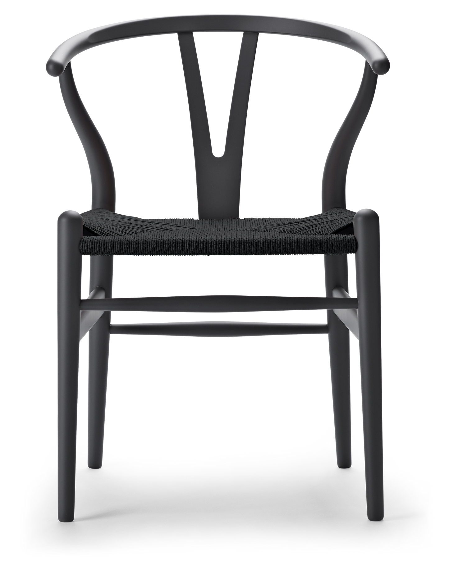 CH24 Wishbone Chair - Beech, Soft Anthracite Gray, Black Paper Cord