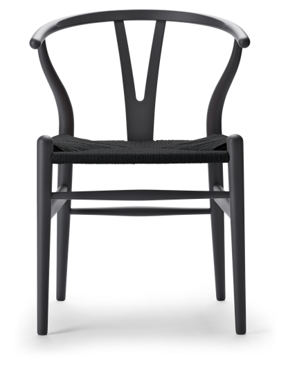 CH24 Wishbone Chair - Beech, Soft Anthracite Gray, Black Paper Cord