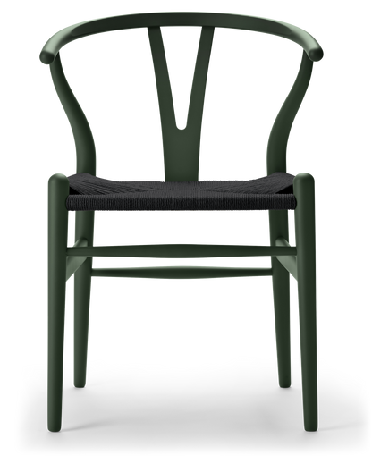 CH24 Wishbone Chair - Beech, Soft Green, Black Paper Cord