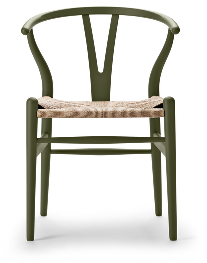 CH24 Wishbone Chair - Beech, Soft Olive Green, Natural Paper Cord