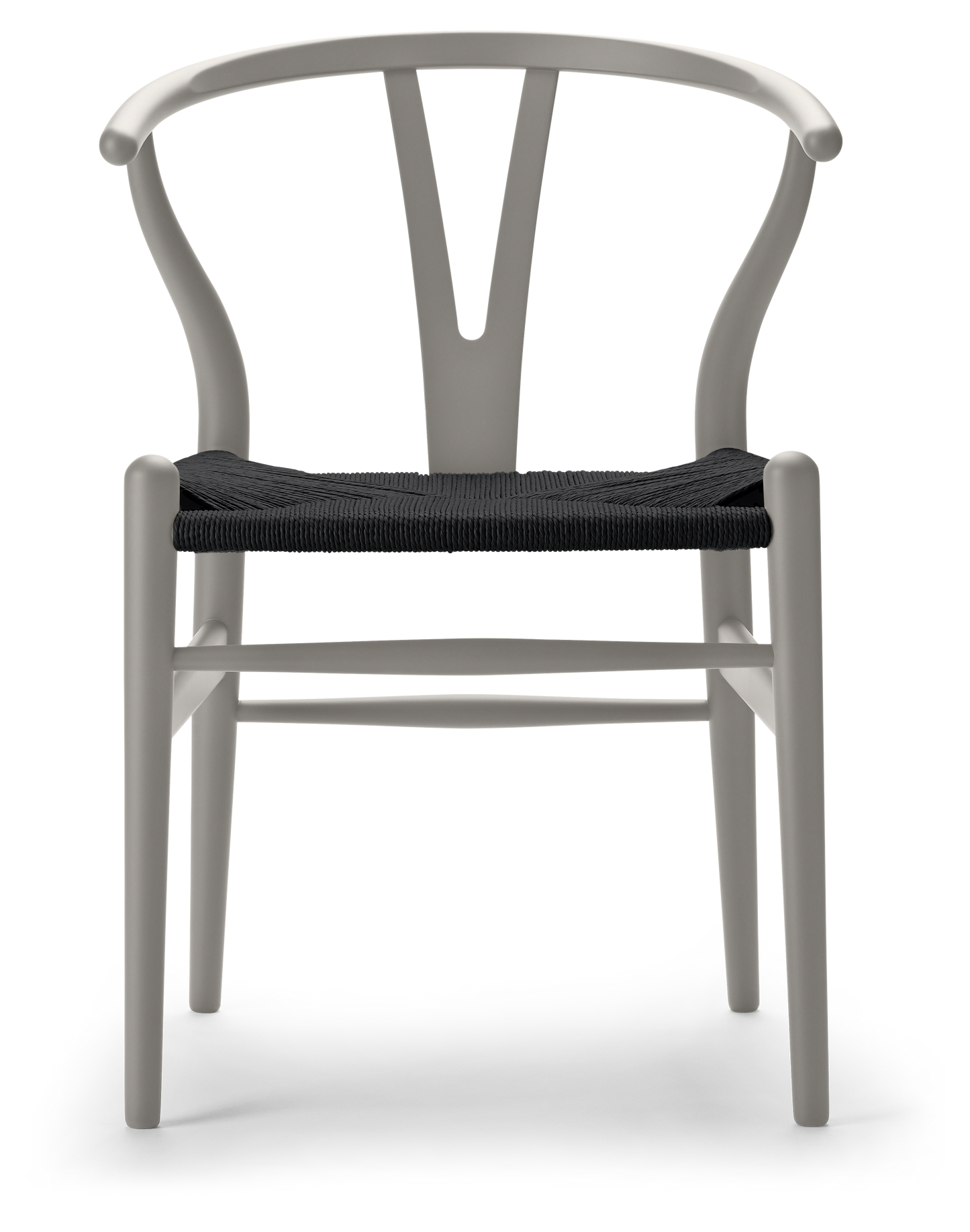 CH24 Wishbone Chair - Beech, Soft Silver Gray, Black Paper Cord