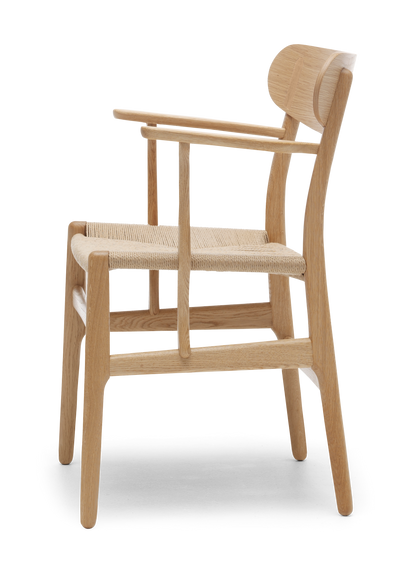 CH26 Dining Chair - Oak Oil Natural Paper Cord Side