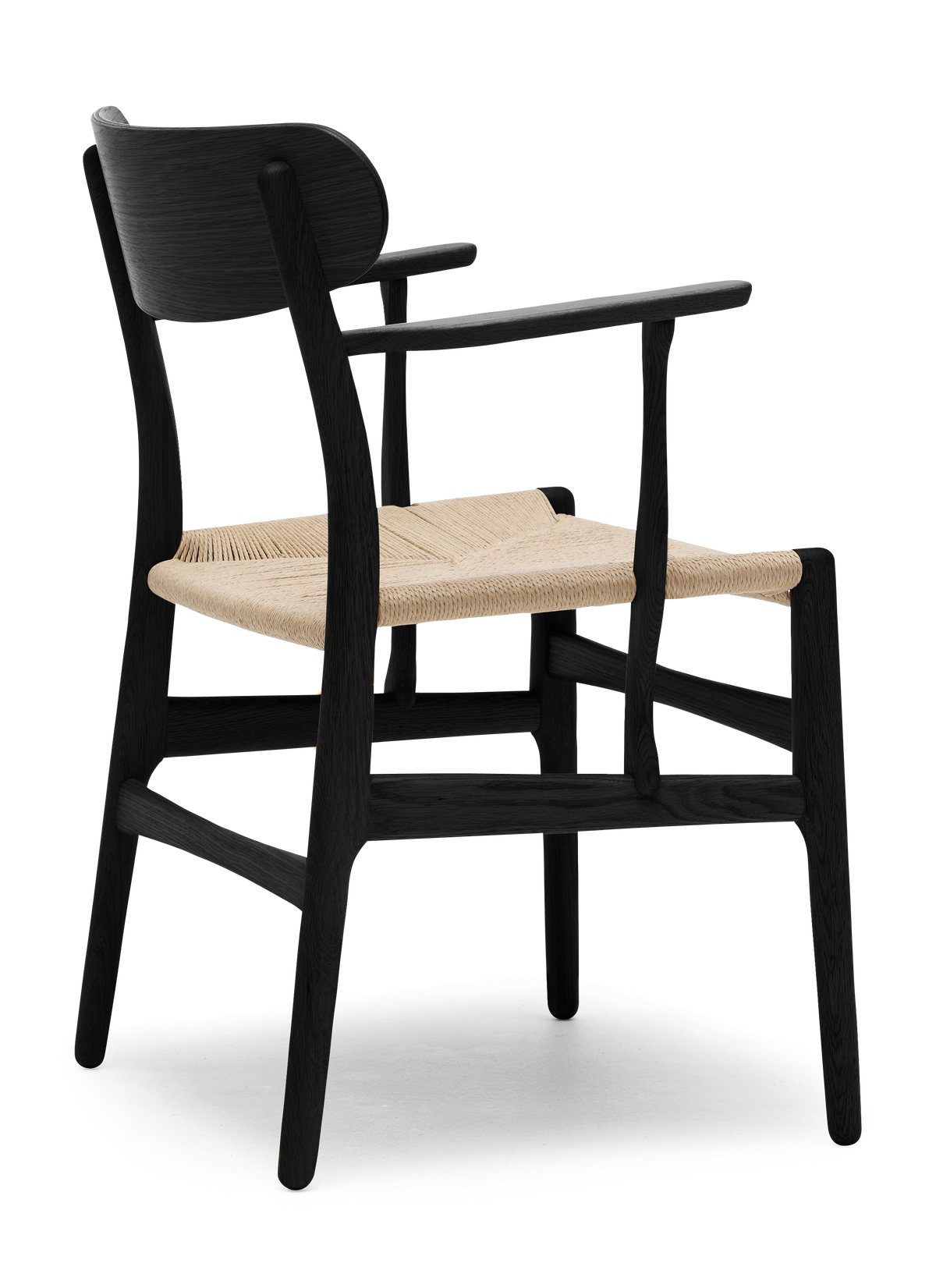 CH26 Dining Chair - Oak Painted Black Natural Paper Cord Back
