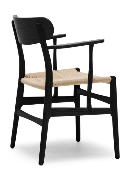 CH26 Dining Chair - Oak Painted Black Natural Paper Cord Back