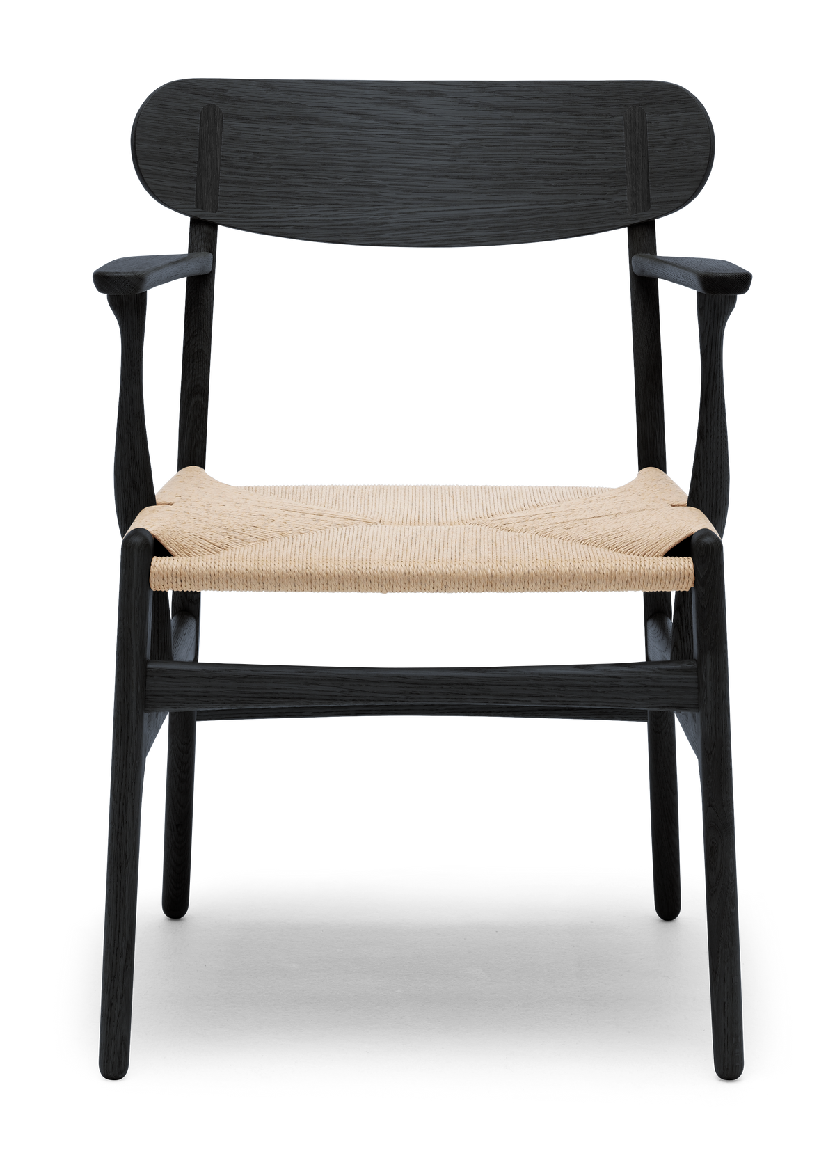 CH26 Dining Chair - Oak Painted Black Natural Paper Cord