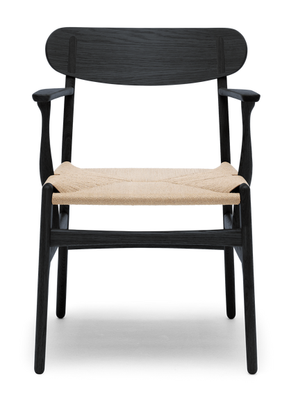 CH26 Dining Chair - Oak Painted Black Natural Paper Cord
