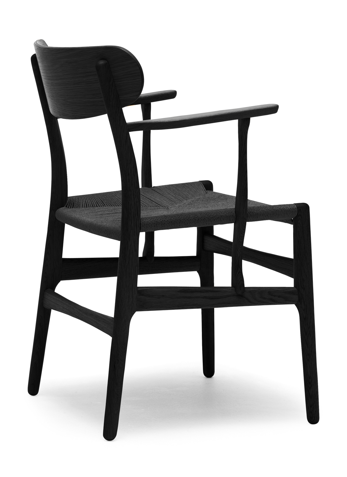 CH26 Dining Chair - Oak Painted Black Black Paper Cord Back