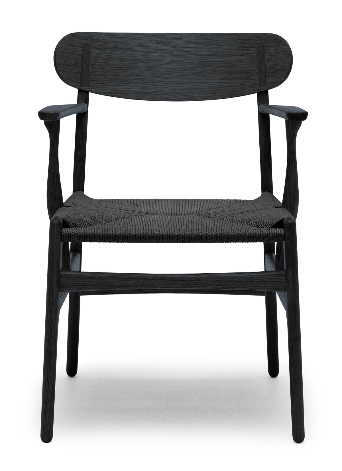 CH26 Dining Chair - Oak Painted Black Black Paper Cord