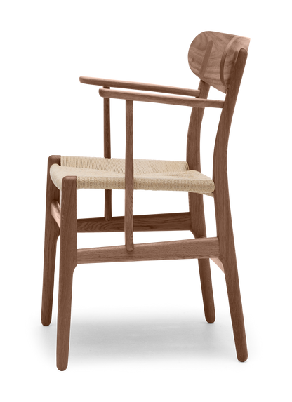 CH26 Dining Chair - Walnut Oil Natural Paper Cord Side