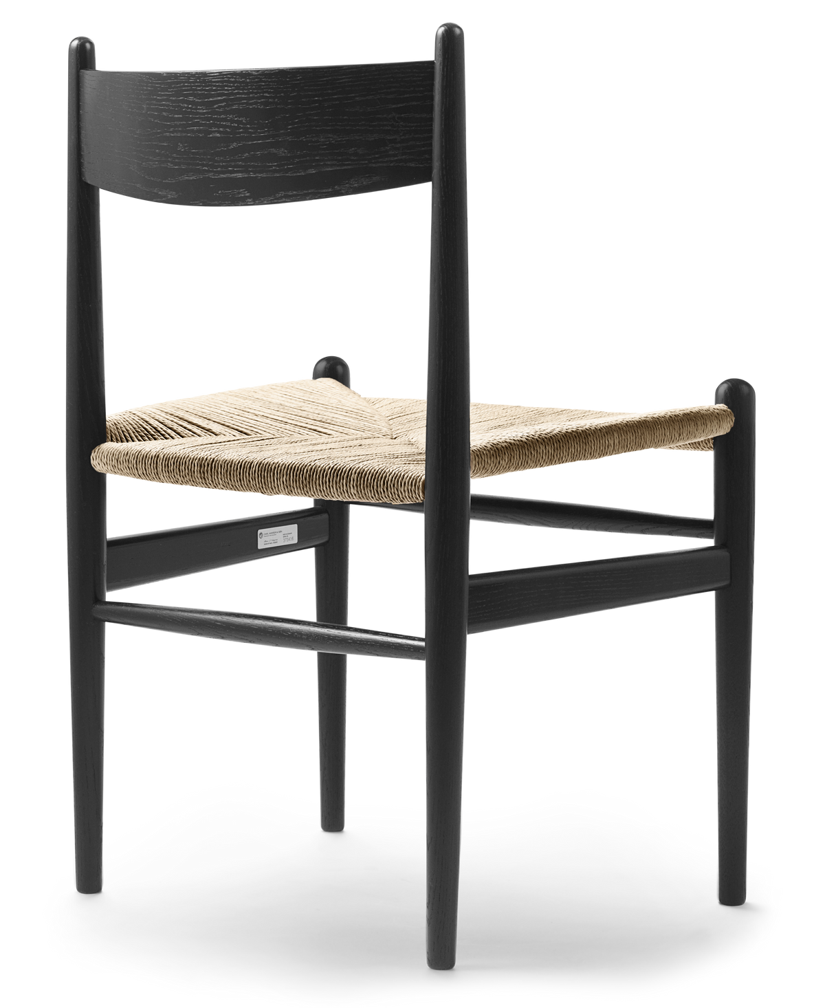 CH36 Oak Painted Black Natural Paper Cord Back