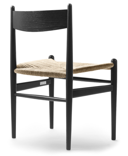 CH36 Oak Painted Black Natural Paper Cord Back