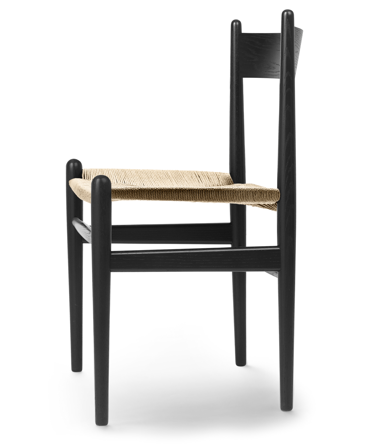 CH36 Oak Painted Black Natural Paper Cord Side
