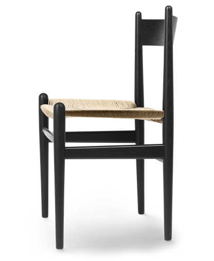 CH36 Oak Painted Black Natural Paper Cord Side