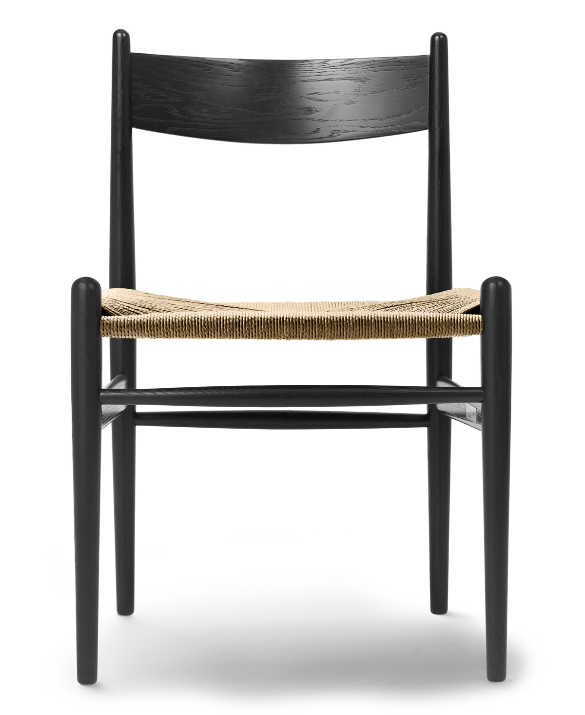 CH36 Oak Painted Black Natural Paper Cord Front