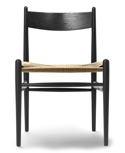 CH36 Oak Painted Black Natural Paper Cord Front