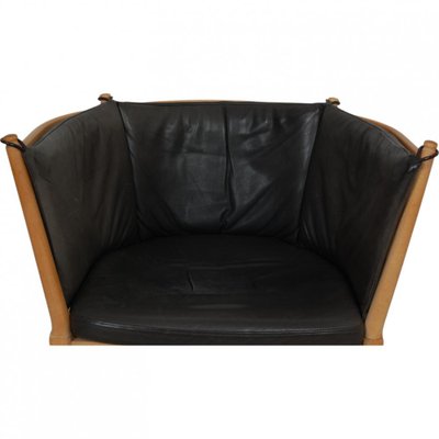 Chair in Black Aniline Leather by Børge Mogensen, 1970s-MTD-2028739