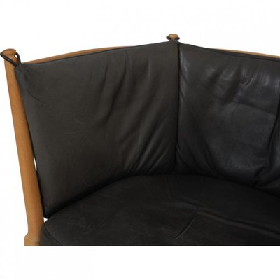 Chair in Black Aniline Leather by Børge Mogensen, 1970s-MTD-2028739