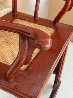 Chair in Ming Chinese style with High Backrest and Red Lacquer-JO-1285385