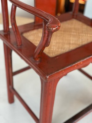 Chair in Ming Chinese style with High Backrest and Red Lacquer-JO-1285385