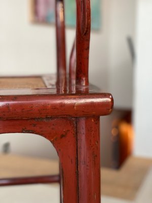 Chair in Ming Chinese style with High Backrest and Red Lacquer-JO-1285385